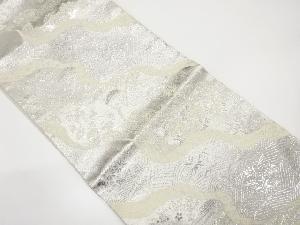 道長取りに孔雀・花模様織り出し袋帯